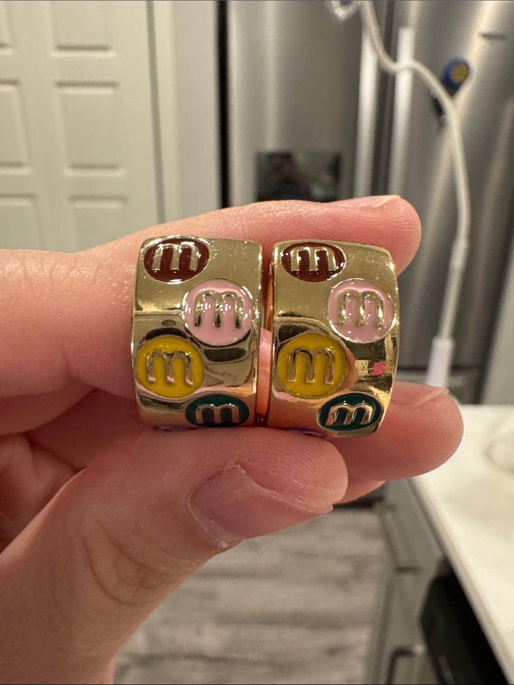 Colorful Enamel Wide Huggie Hoop Earrings – Gold Tone